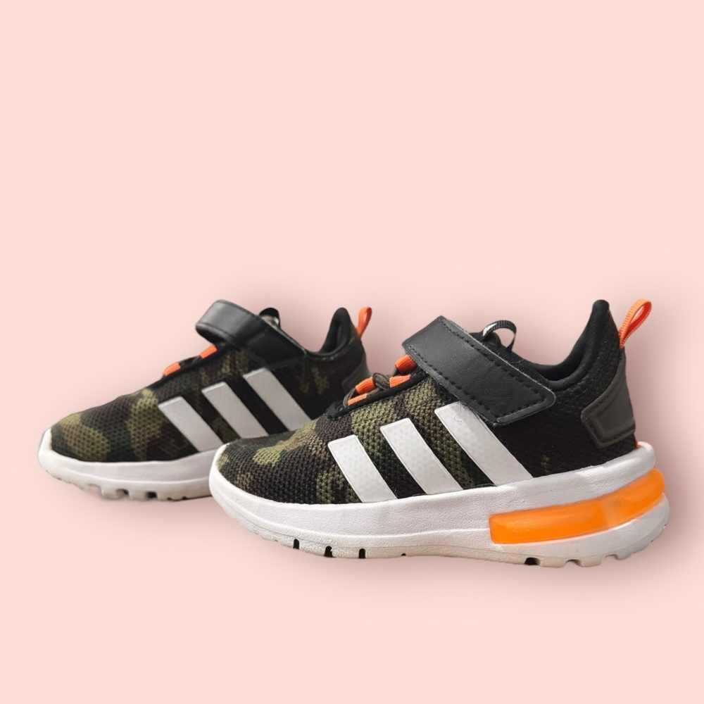 Adidas Racer TR23 Kids Sneakers | Camo Green Orange Cloudfoam Lifestyle Running
